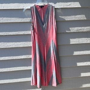 MAX EDITION V-NECK DRESS Pink Grey Sleeveless EUC Size Large